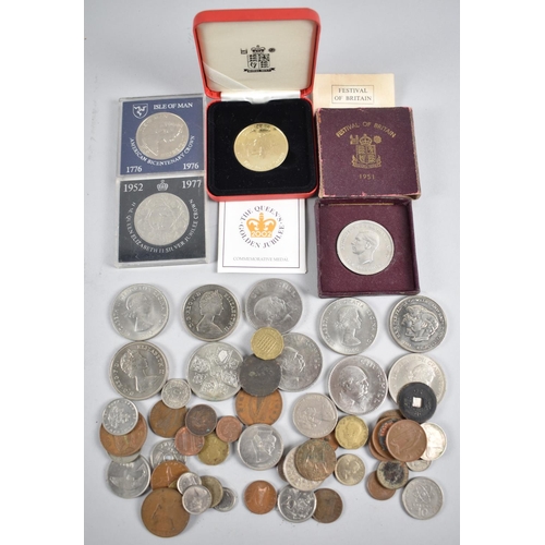 117 - A Collection of British Crowns and Coins to Include Churchill Together Small Collection of Foreign C... 