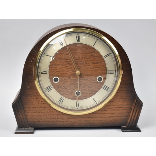 118 - A Mid 20th Century Oak Cased Westminster Chime Mantle Clock, Working Order