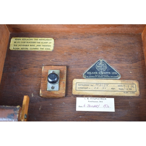 123 - A Hilger & Watts Vernier Theodolite in Wooden Carry Case, no.103098 Together with Tripod