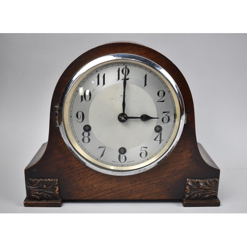 127 - A Mid 20th Century Oak Cased Enfield Mantel Clock, West Minster Chime Movement, Working Order