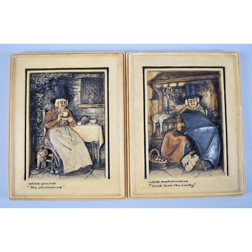 129 - A Pair of Early 20th Century Osborne Plaques, Welsh Market Woman and Welsh Peasant, Each 20x15cm