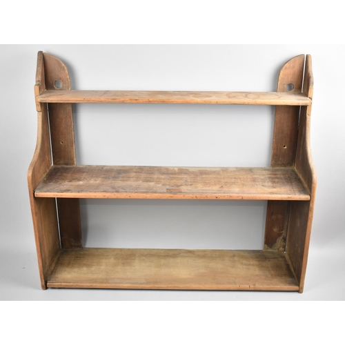 130 - An Edwardian Wall Hanging Three Shelf Unit, 63cm wide