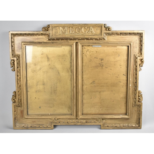 133 - A Vintage Gilt Decorated Two Part Notice Board for Mecca Ballroom, 70x57cm, One Glass Requires Repla... 