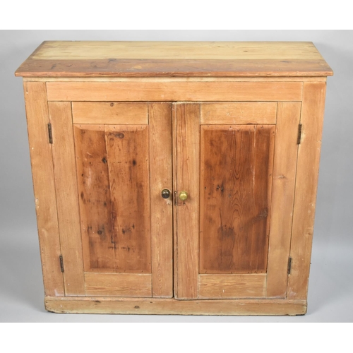 134 - A Late 19th Century Stripped Pine Shelved Cupboard, 94cm wide