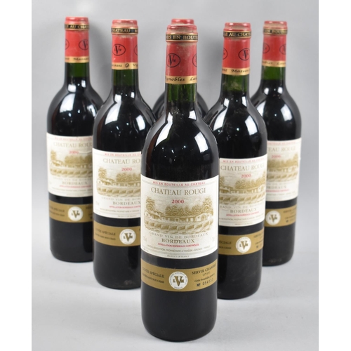 146 - Six Bottles Châteaux Rougi, Bordeaux, 2000