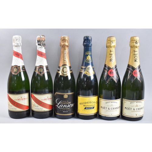 149 - Six Bottles of Champagne to Include Two Bottles Moet, Two Bottles Mumm Cordon Rouge, Lanson and Heid... 