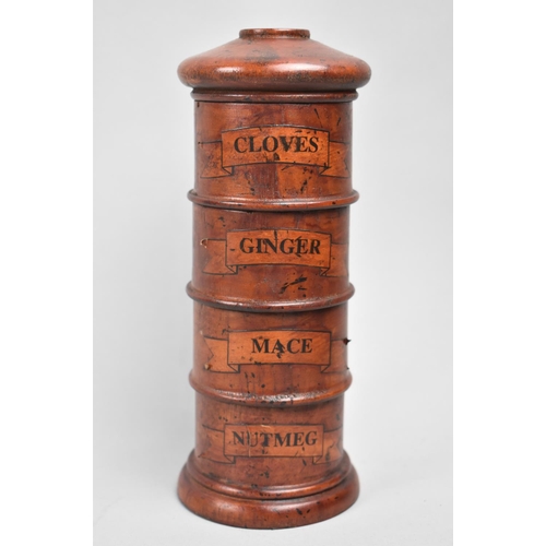 16 - A Reproduction Four Section Spice Tower in the Georgian Style with Labels for Cloves, Ginger, Mace a... 