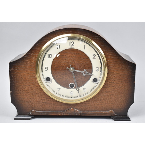 166 - A Mid 20th Century Oak Cased Westminster Chime Mantle Clock, Working Order