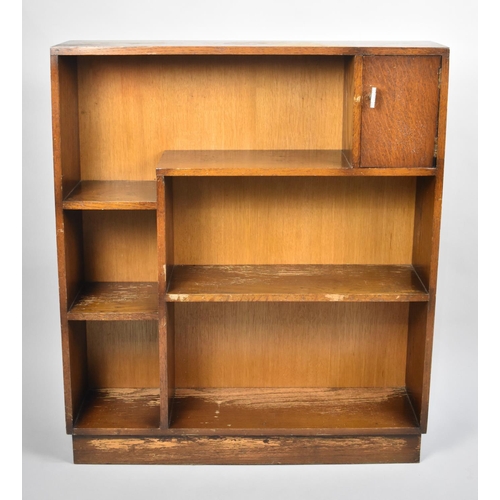 179 - A Mid 20th Century Oak Bookcase with Small Cupboard, 76cm Wide