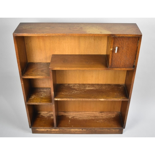179 - A Mid 20th Century Oak Bookcase with Small Cupboard, 76cm Wide