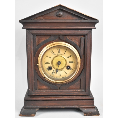 21 - An Edwardian Architectural Mantel Clock, Made in Wurttemberg but Retailed by H Samuel, Manchester, J... 