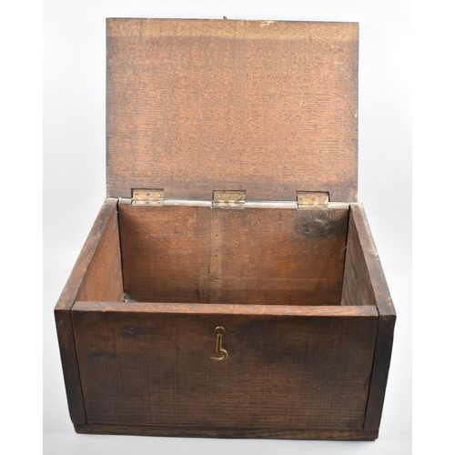 230 - A 19th Century Oak Rustic Storage Box or Bible Box, 42cm wide