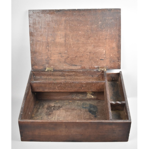 231 - A Late 19th Century Handmade Mahogany Clerk's Writing Slope with Inner Pen box, 48cm wide