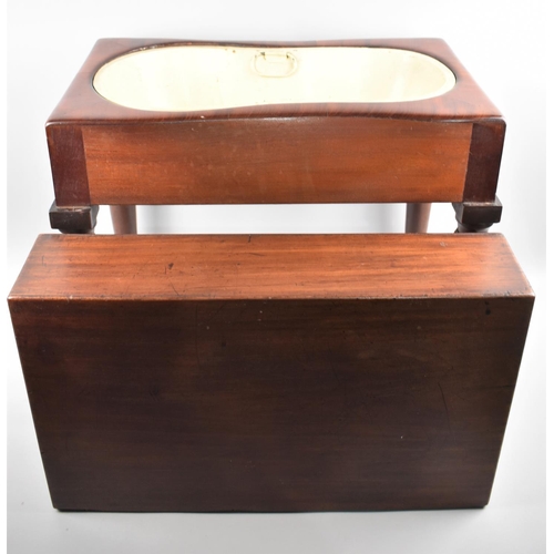 232 - A Mid/Late 19th Century Mahogany Bidet on Turned Supports, Complete with Liner, 52cm wide