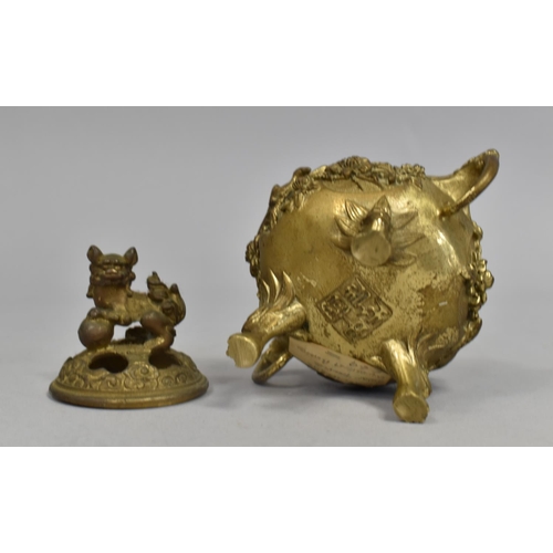 271 - A Chinese Bronze Metal Burner Raised on Tri Claw Supports woth Dragon Mask Heads, the Body Decorated... 