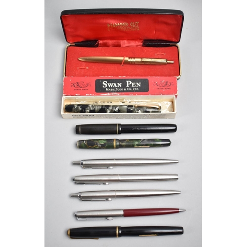 33 - A Collection of Vintage Pens to include Conway Stewart, Mabie Tod, including Four with 14ct Gold Nib... 