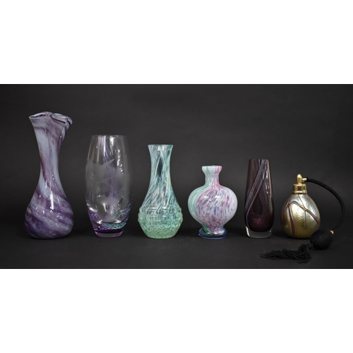 332 - A Collection of Various Studio Glass to comprise Caithness Vases, Alum Bay Glass Iridescent Perfume ... 