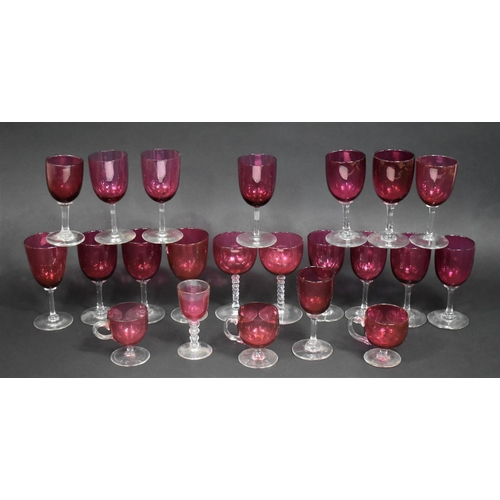 339 - A Collection of Various Cranberry Glasses to comprise Three Custard Examples (Condition Issues)