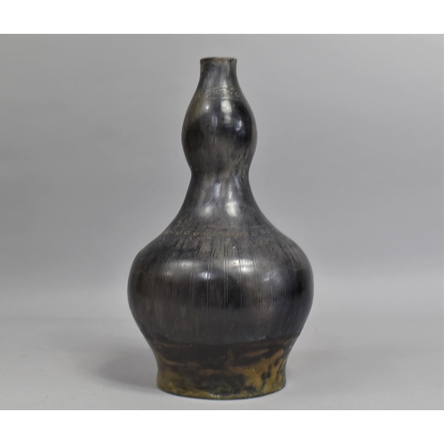 346 - A Chinese Glazed Stoneware Double Gourd Vase, 31cm high