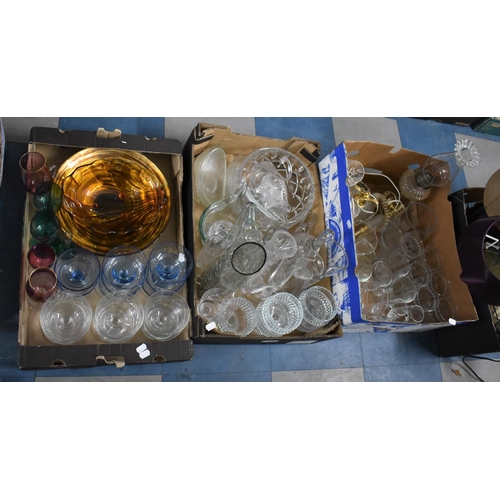 419 - Three Boxes of Coloured and Plain Glasswares etc