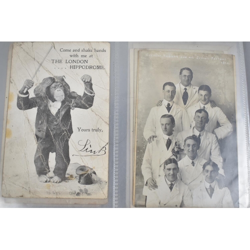 44 - A Collection of 22 Postcards Depicting Circus Entertainers and Freakshow Attractions Etc