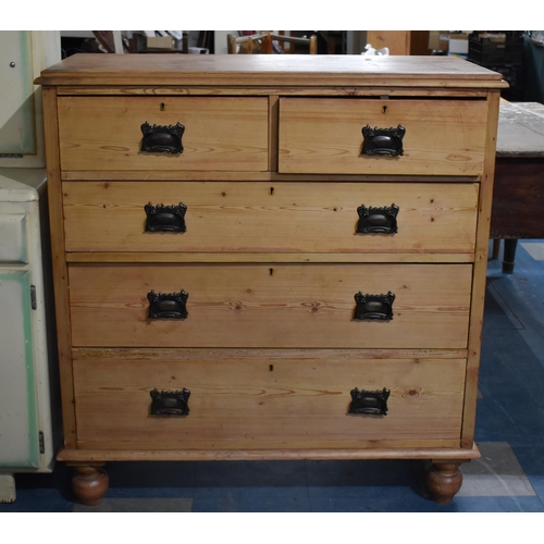 461 - A Late 19th Century Stripped Bedroom Chest of Two Short and Three Long Drawers