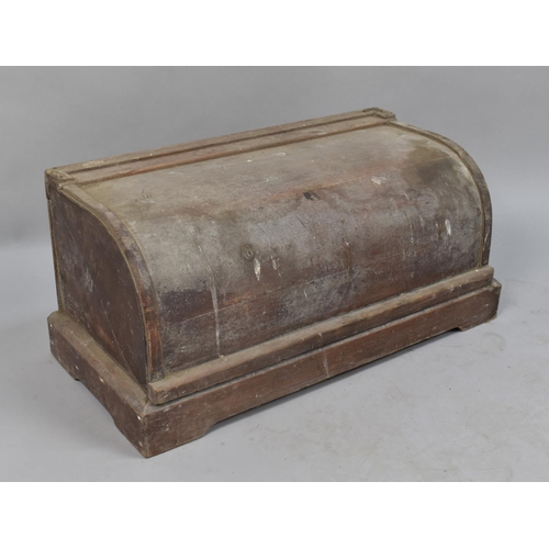 462 - A Cylinder Fronted Storage Box with Hinged Lid and Plinth Base, 70cm wide