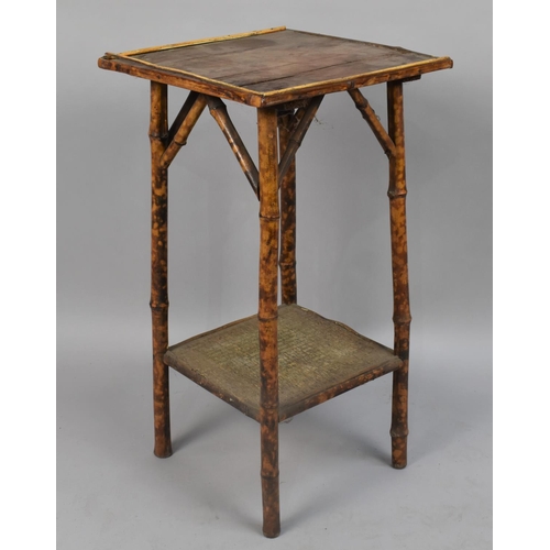 467 - A Small Bamboo Square Topped Occasional Table, In Need of Some Restoration