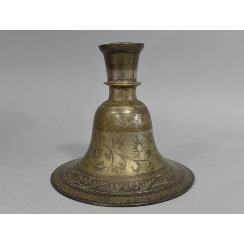 47 - A Silver Plated Islamic Stand with Engraved Foliate Decoration, 16cms High