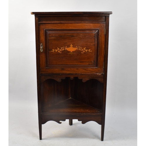 476 - An Inlaid Mahogany Free Standing Corner Cabinet with Panel Door, 58cm wide