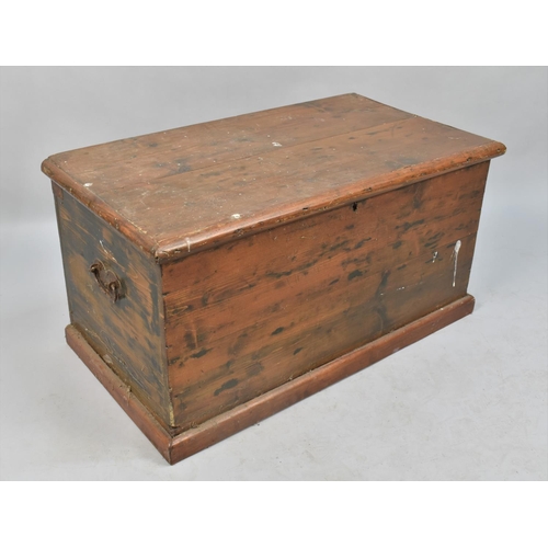 479 - A Vintage Stripped and Stained Pine Blanket Box, 85cm wide