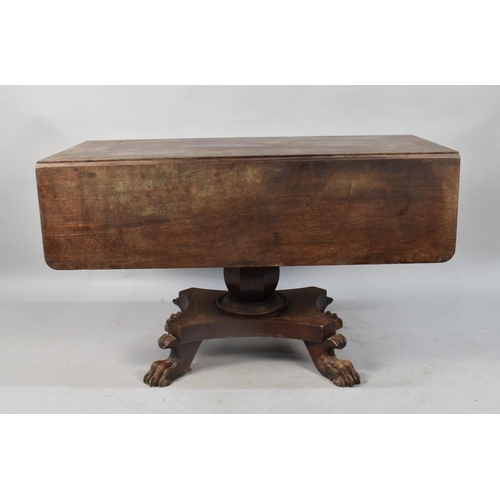 481 - A 19th Century Mahogany Drop Leaf Pembroke Style Table, with Quadrant Supports and Carved Claw Feet,... 