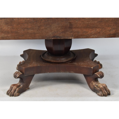 481 - A 19th Century Mahogany Drop Leaf Pembroke Style Table, with Quadrant Supports and Carved Claw Feet,... 