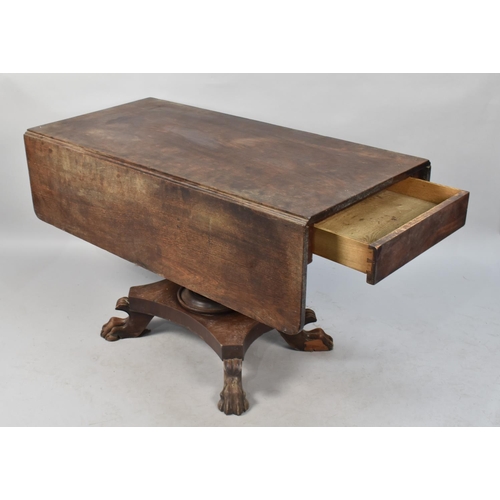 481 - A 19th Century Mahogany Drop Leaf Pembroke Style Table, with Quadrant Supports and Carved Claw Feet,... 