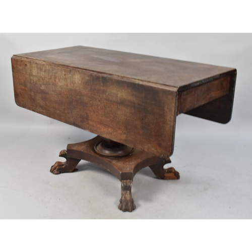 481 - A 19th Century Mahogany Drop Leaf Pembroke Style Table, with Quadrant Supports and Carved Claw Feet,... 