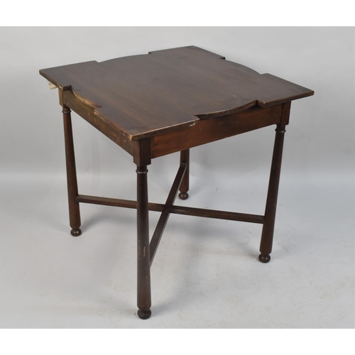 484 - An Edwardian Mahogany Square Topped Occasional Table, with Cross Stretcher and Turned Supports, 71cm... 