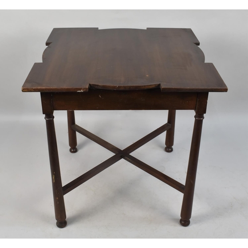 484 - An Edwardian Mahogany Square Topped Occasional Table, with Cross Stretcher and Turned Supports, 71cm... 