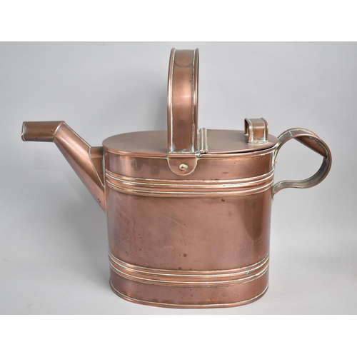50 - A Late 19th Century Copper Water Can with Hinged Lid, 26cms High