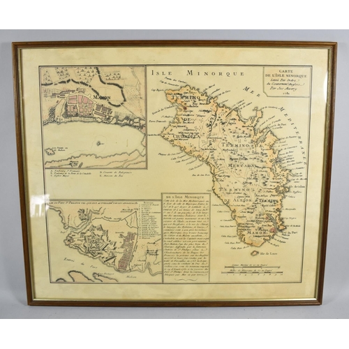 510 - A Framed Print of Menorca in 1781, 58cm Wide