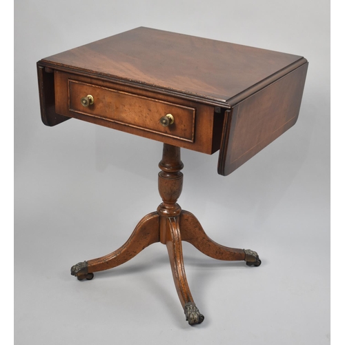 59 - A Reproduction Mahogany Drop Leaf Sofa Table, Single Drawer matched by Dummy, 45cms Wide