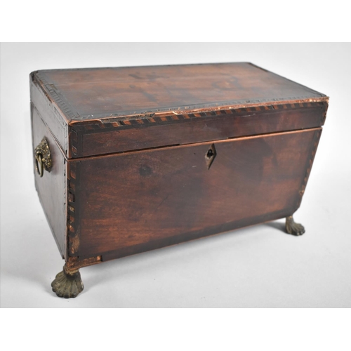 6 - A Mid 19th century Mahogany Tea Caddy for Complete Restoration, Hinged Lid to Fitted Interior but Mi... 