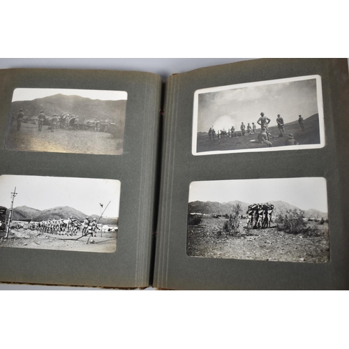 61 - A Vintage Photograph Album Containing Military Photographs Detailing Campaign in India at Sataram, B... 