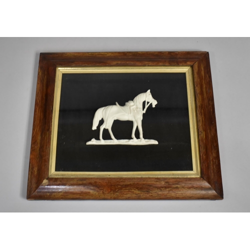 68 - A Framed and Glazed Parian Moulding of a War Horse