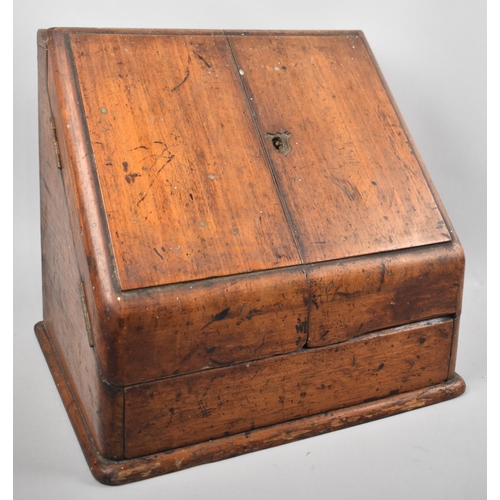7 - A Late Victorian/Edwardian Mahogany Desktop Stationery Box for Full Restoration, Hinged Doors to Fit... 