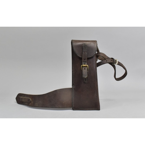 70 - A Vintage Leather Saddle Pouch, 20cms High together with a Pair of Snips