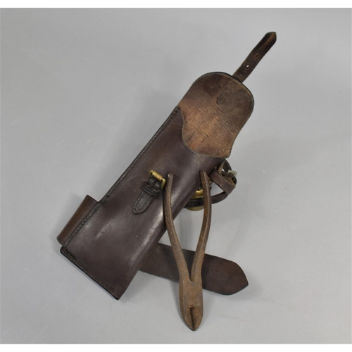 70 - A Vintage Leather Saddle Pouch, 20cms High together with a Pair of Snips