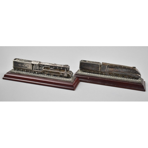 76 - Two Polished Pewter Legends of Steam Models of Locos and Tenders, Each 16cms Long