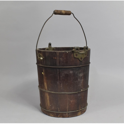 8 - A 19th Century Wooden Bucket, Missing Lid, 25cms Diameter and 29cms High