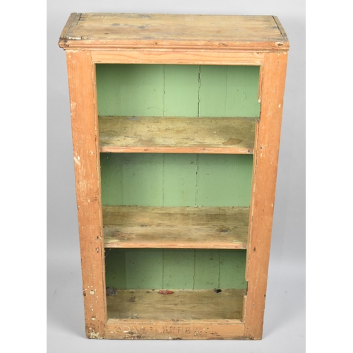 92 - A Vintage Pine Shelved Side Cabinet, Missing Door, 57cms Wide and 96cms High