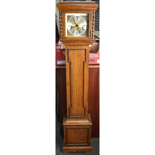 240 - A Mid 20th Century Oak Cased Grandmother Clock with Westminster Chime Movement, Missing Pendulum